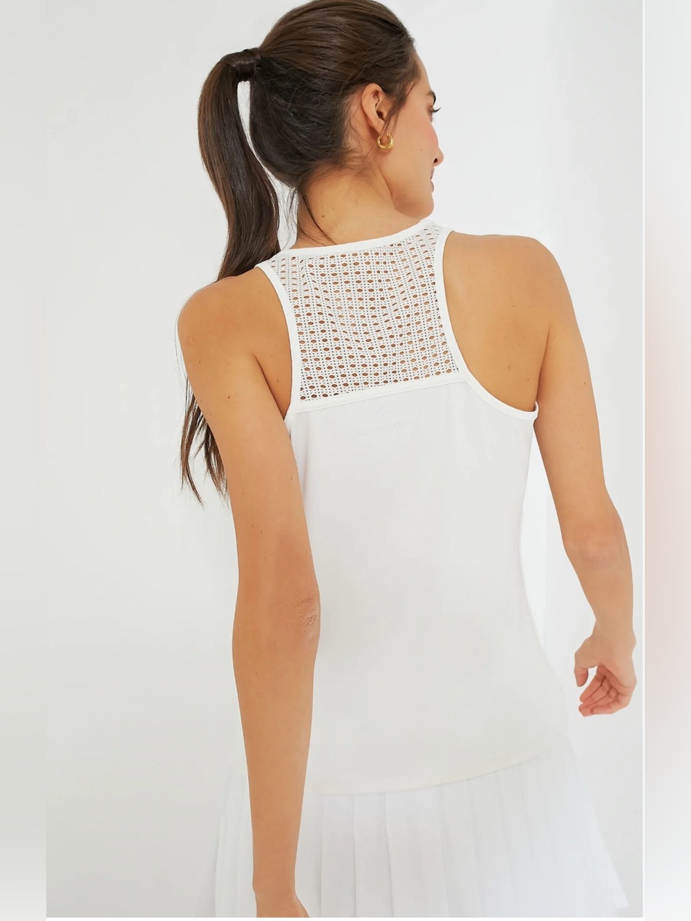 Tuckernuck White Crochet-Back Racer Tank